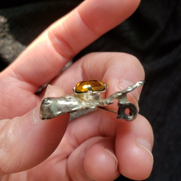 Vintage Sterling Silver Scottish Deer Stag With Orange Crystal Stone Bro… - Picture 8 of 8